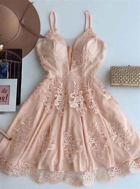 Nude Pink Homecoming Dress Short Prom Dress V Neck Cocktail Dress Semi