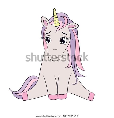 Unicorn Sad Emoji Cute Little Pony Vector De Stock Libre De Regalías