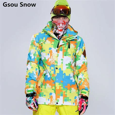 Gsou Snow Mens Warm Ski Jacket Men Waterproof Snowboard Jacket Mountain