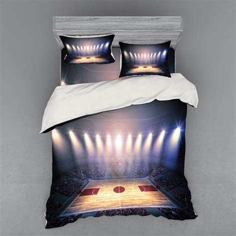 Basketball Duvet Cover Set Crowded Basketball Arena Just Before Game