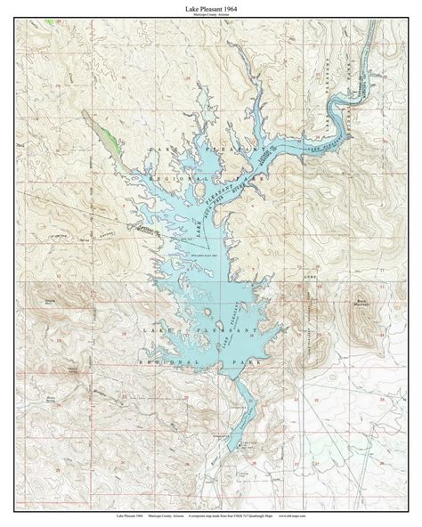 Lake Pleasant 1964 Custom Usgs Old Topo Map Arizona Old Maps
