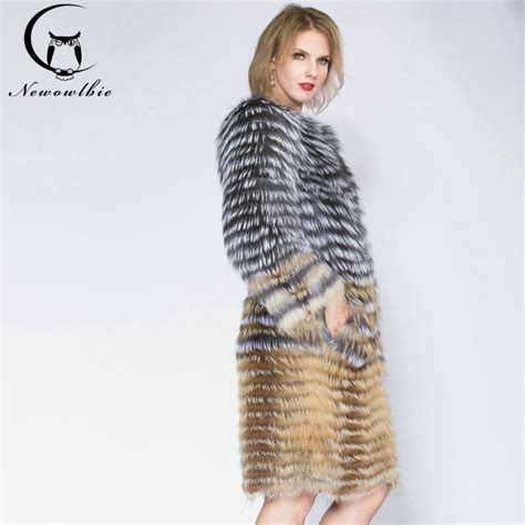 Sandbar Fur Wholesale Genuine Leather Real Fox Fur Sliver Fox Fur Women Coats Female