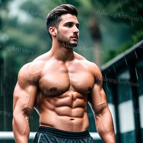 Male Model Print Muscular Handsome Beefcake Shirtless Pumped Chest Hot