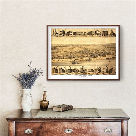 Vintage Map of Tell City, Indiana 1870 by Ted's Vintage Art