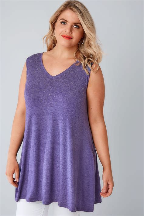3.1 out of 5 customer rating. Purple Stud Embellished Fine Knit Sleeveless Swing Top ...