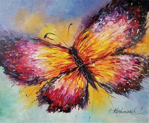 Colorful Butterfly Oil Painting Summer Wall Art T For Her