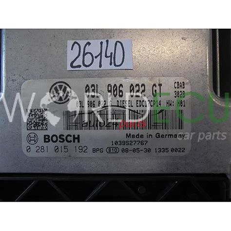 Ecu Engine Control Unit Volkswagen Bosch 0 281 015 192 0281015192