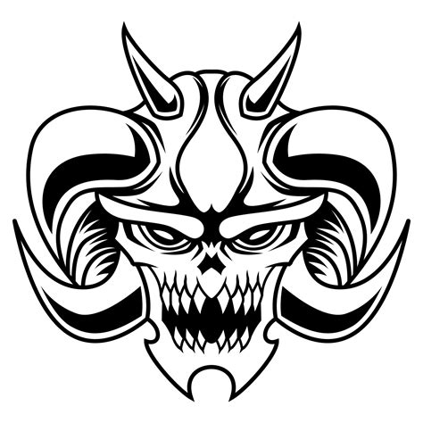 Demon Vector Black And White Angry Demon Head Logo Vector Mascot