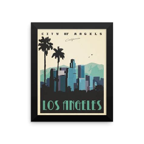 Los Angeles Californie Affiche De Voyage Vintage Encadré Etsy France