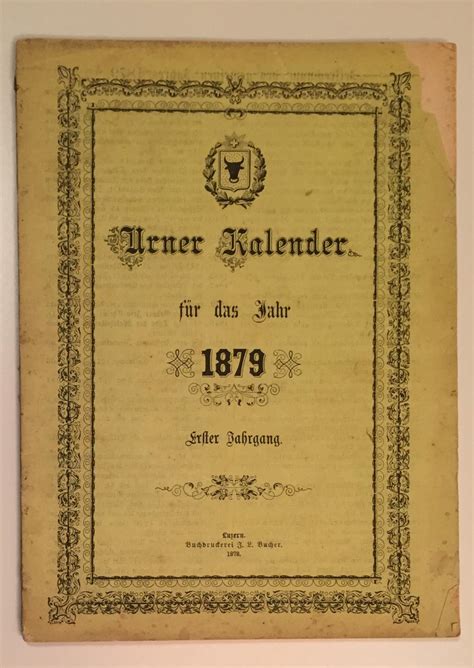 Urner Kalender Auf Das Jahr 1879 And 1880 Zwei Hefte 1878