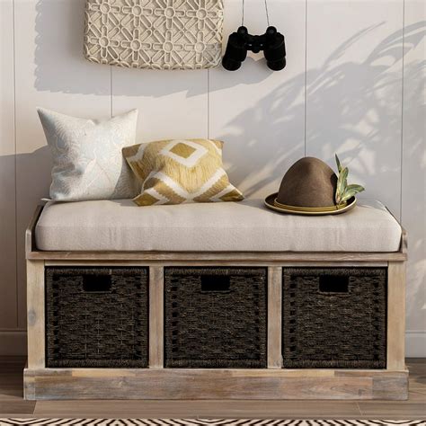 Buy Harperandbright Designs Entryway Storage Bench Rustic Storage Bench