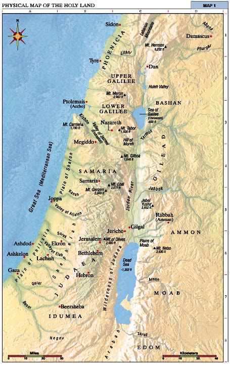 Physical Map Of The Holy Land Jesus Reigns