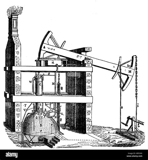 Newcomen Atmospherical Steam Engine 1712 Stock Photo Alamy