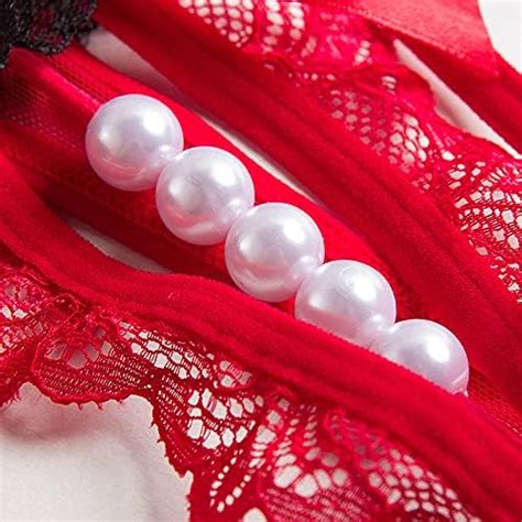 4er Packs String Ouvert Damen Mit Perlen Blumen Loch Set Frauen Frau