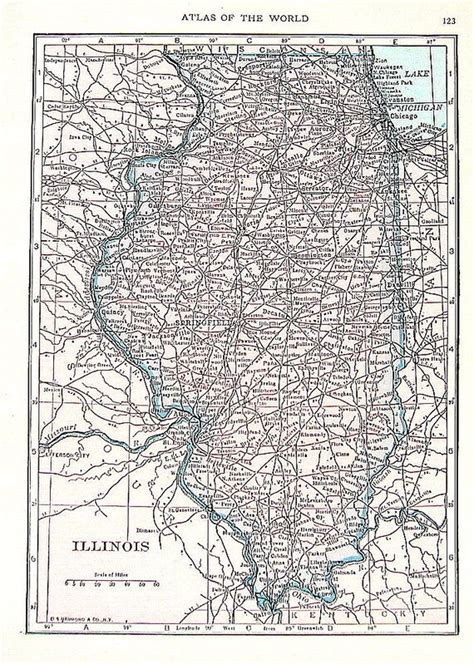 Small Vintage Map Of Illinois And Indiana Us State Map