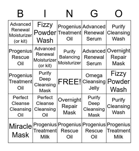 Nude Skincare Bingo Contest Bingo Card