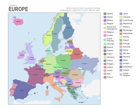 Free Labeled Europe Map With Countries Capital Blank World Map In Images