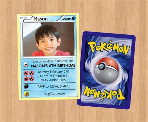 Pokemon Card Birthday Invitation