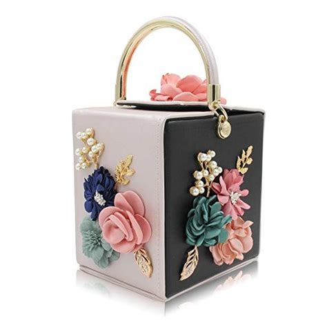 Milisente Evening Clutch Bag For Women Floral Square Box Evening Bags