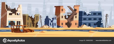 Detik detik pembacaan naskah proklamasi a. Zona perang. Kota yang rusak menghancurkan lingkungan ...