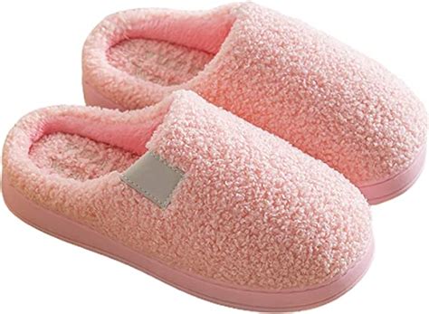Zqirolt Slippers For Women Menswomen Solid Color Non Slip Warm Slippers Faux Fleece Slip On
