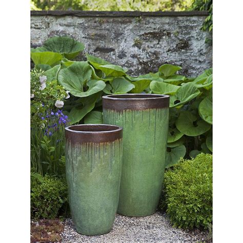 Kinsey Garden Decor Orion Large Ceramic Outdoor Planters Green Glazed Pottery Indoor Outdoot