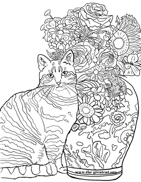 When the online coloring page has loaded, select a color and start clicking on the picture to color it in. CATS AND FLOWERS COLORING BOOK | THE GREAT CAT