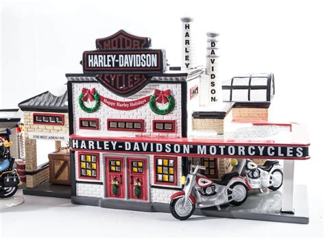 Dept 56 Snow Village Ceramic Collection Featuring Harley Davidson Ebth