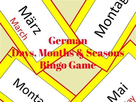 German Days Months And Seasons Bingo Game Activity Teaching Resources