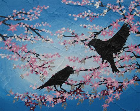 Cherry Blossom Birds Painting By Cathy Jacobs