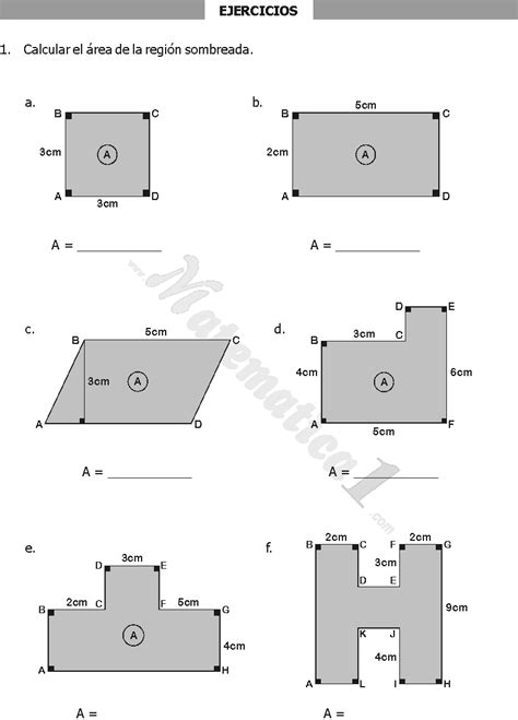 Ejercicios De Areas De Figuras Planas