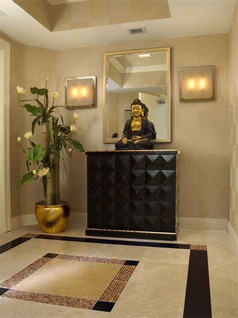 Buddha wall decor ideas can be with buddha hanging masks of resin and metal brass to present peace and calm in living room. 30 Best Eclectic Entry Design Ideas | Foyer design, Buddha ...