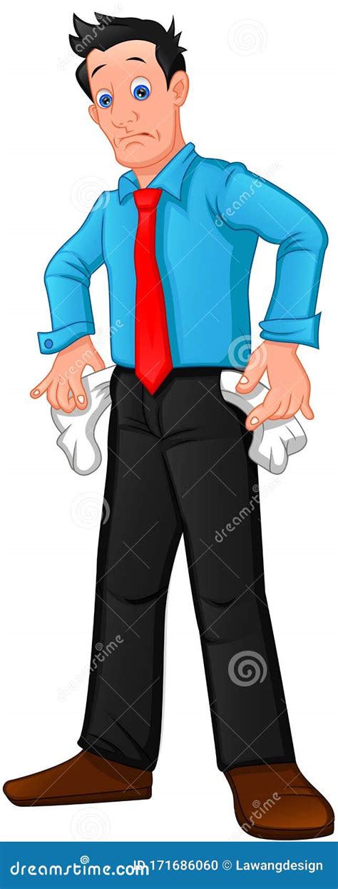 Young Man Showing Empty Pockets Stock Vector Illustration Of Shocked
