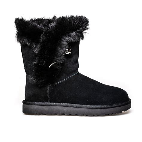 Ugg Classic Fluff Pin Black Boots Womens Mycozyboots