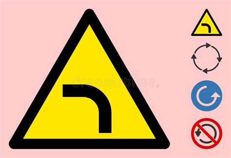 Icono De Signo Triangular De Advertencia De Giro A La Izquierda