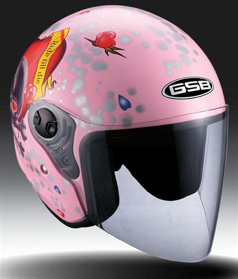 Gsb Womens Pink Half Open Face Love Motorcycle Helmet 13261248