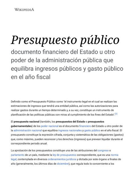presupuesto público wikipedia la enciclopedia libre presupuesto público documento