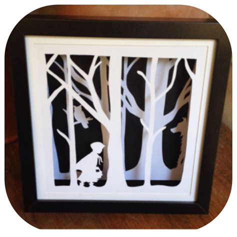 Made To Order Little Red Shadow Box Paper Cut Art Kitty K