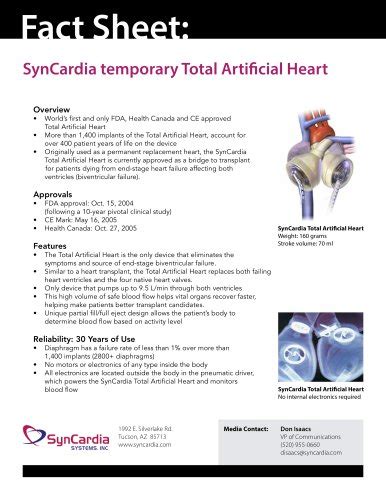 Syncardia Temporary Total Artificial Heart Syncardia Systems Pdf