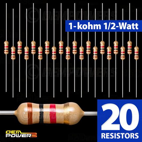20 X Radioshack 1k Ohm 12 Watt 5 Carbon Film Resistor 2711118 Bulk