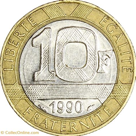 10 Francs Génie De La Bastille Ve République 1990 Marque