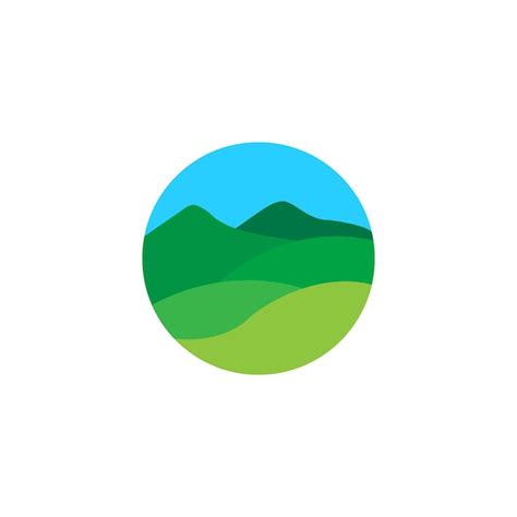 Premium Vector Abstract Green Panoramic Green Hill Circle Logo Symbol