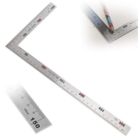 Stainless Steel 150 X 300mm 90 Degree Angle Metric Ruler Right Angle