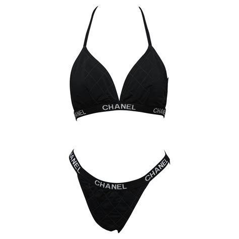 Vintage Chanel Black Bikini With Logos At 1stdibs Vintage Chanel