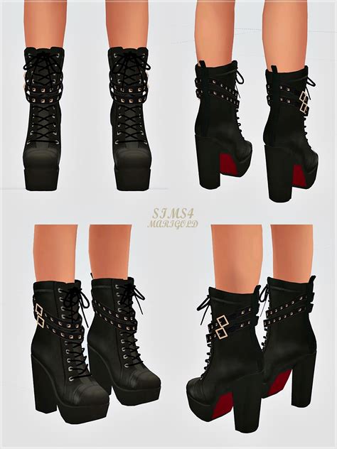 Sims 4 Ccs The Best Chunky Studded Leather Boots For Females By