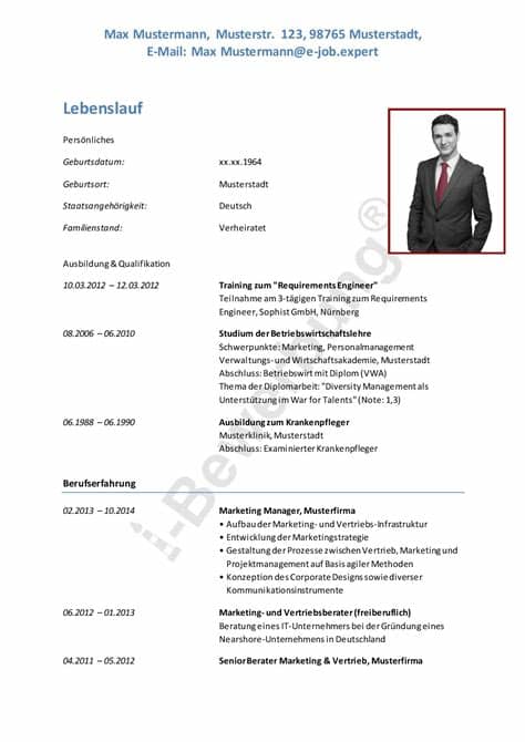 Auch wenn in ihrem lebenslauf frühere zeiten der arbeitslosigkeit auftauchen, sollten sie diese daher lieber mit stellensuchend bzw. Muster Lebenslauf im Bereich Marketing (Initiativbewerbung ...
