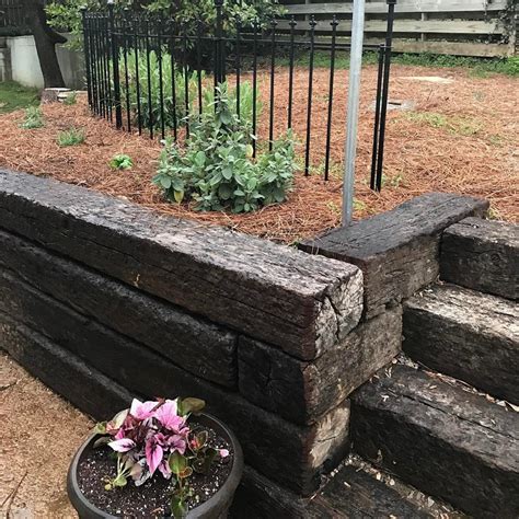 We Love Replacing Old Cinderblock With Railroad Ties Its Is Less