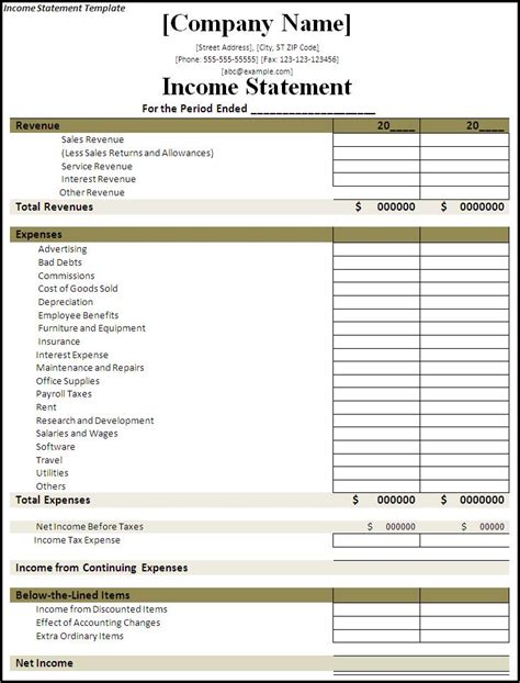 The spreadsheet has changed for 2020 due to colorado sales tax law and the subsequent tax form changes. Income Statement Example | 12+ Free Printable Word, Excel ...