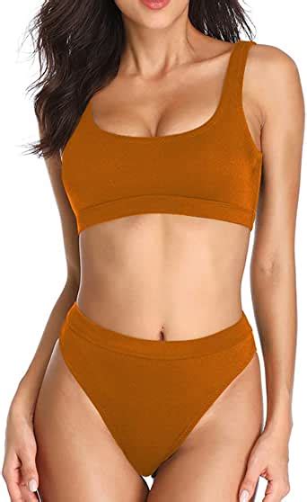 Dixperfect Two Pieces Bikini Sets Swimsuit Sports Style Low