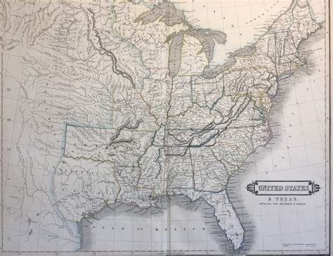 Rare Original Map Of The Republic Of Texas And The United States